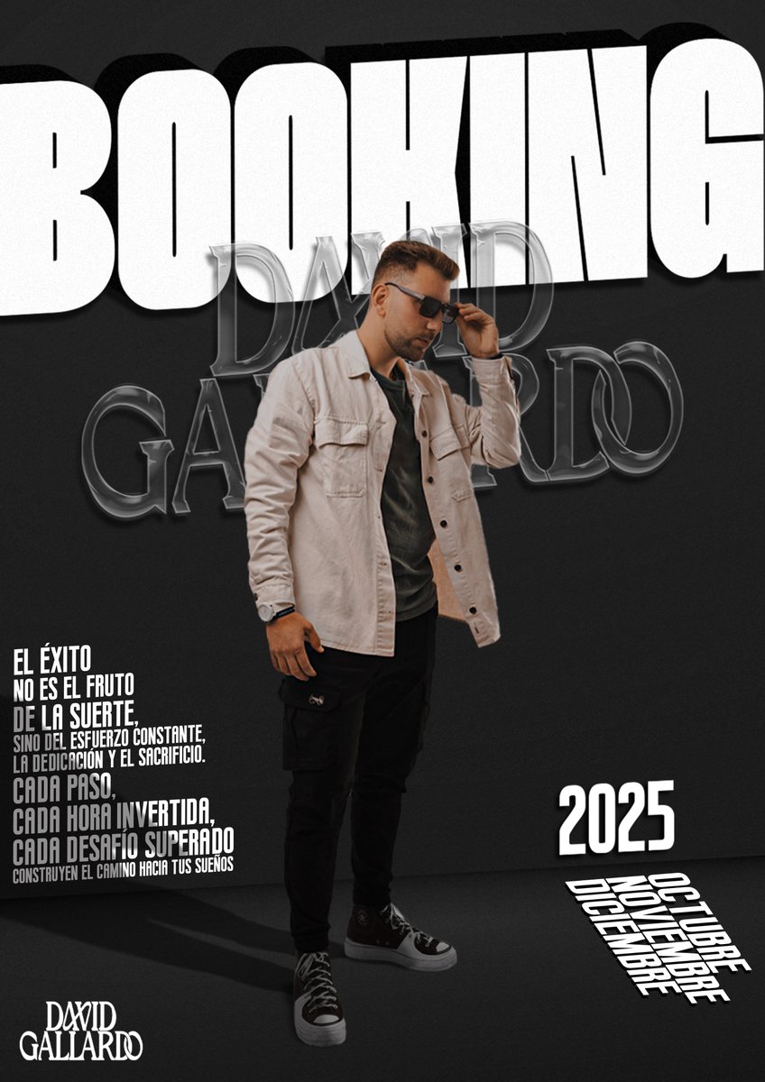 Presentamos el cartel para David Gallardo, un trabajo pensado para reflejar su estilo y la energía de su música. Un diseño con fuerza, contraste y presencia, como su propio sonido.

Proyecto completo 👇 
behance.net/.../235647961/…