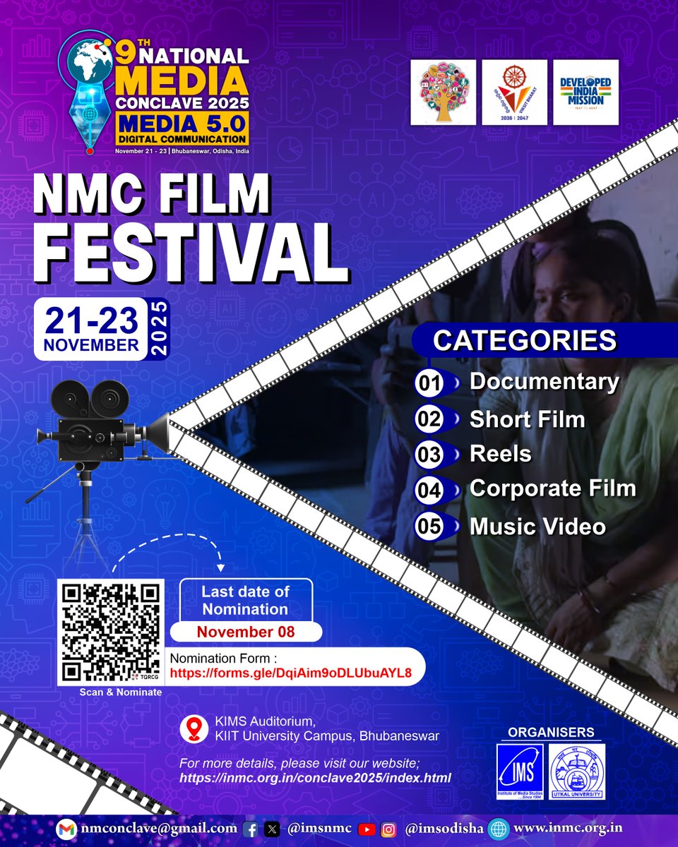 National Media Conclave (NMC) (@imsnmc) on Twitter photo #NMCFF2025 | NMC Film Festival-2025 seeks nominations in #FIVE categories.
#Nominate Your Work Now: forms.gle/DqiAim9oDLUbuA… #NMCFF2025 | NMC Film Festival-2025 seeks nominations in #FIVE categories.
#Nominate Your Work Now: forms.gle/DqiAim9oDLUbuA…