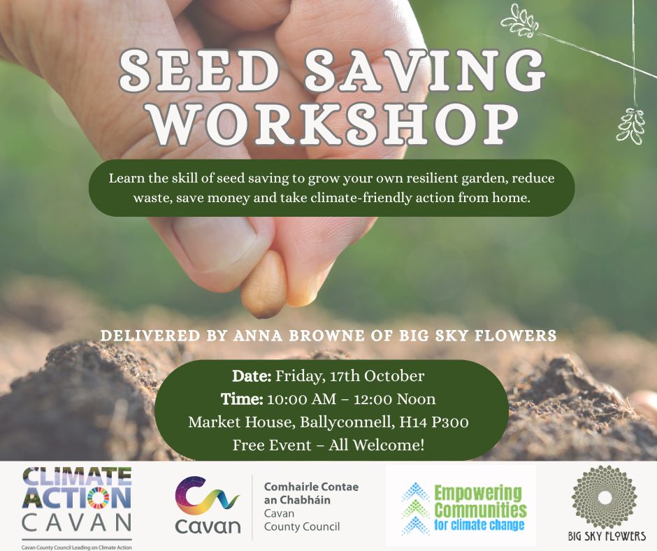 cavancoco's tweet image. Seed Saving Workshop🌱

Join us for a free hands-on workshop where you’ll learn how to save your own seeds — a simple, sustainable step that makes a big impact in your garden!

Book Your Place Now: eventbrite.ie/e/seed-saving-…

#ClimateActionWeek #SeedSaving #ClimateActionCavan
