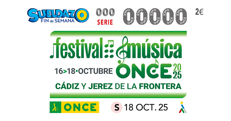 ONCE_oficial's tweet photo. ¡Cinco millones y medio de cupones de la ONCE difunden hoy el #FestivalMúsicaONCE!

Una muestra de primer nivel del talento que hay detrás de artistas ciegos o con discapacidad visual grave

#ArtistasCiegos #ONCEAndalucía @Cadiz_es @ciudadjerez @univcadiz @Jerez_2031