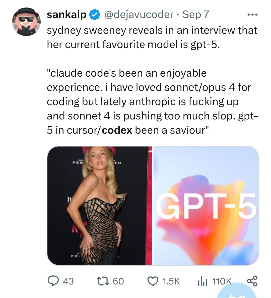 dejavucoder's tweet image. people are still figuring out things about codex sydney sweeney and me have been saying since 1 month now...