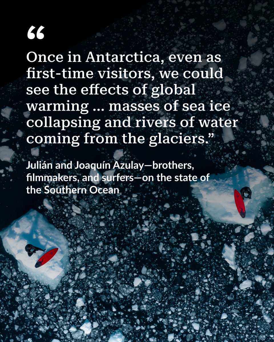 Pew Environment (@pewenvironment) on Twitter photo Brothers Julián and Joaquín Azulay documented their search for surfable waves in the Antarctica Peninsula, one of Earth’s fastest-warming places, to urge countries to create a Southern Ocean marine protected area. #CCAMLR pewtrsts.org/41XQ8Na
📸:<a href="/gauchosdelmar/">GAUCHOS DEL MAR</a> Brothers Julián and Joaquín Azulay documented their search for surfable waves in the Antarctica Peninsula, one of Earth’s fastest-warming places, to urge countries to create a Southern Ocean marine protected area. #CCAMLR pewtrsts.org/41XQ8Na
📸:<a href="/gauchosdelmar/">GAUCHOS DEL MAR</a>