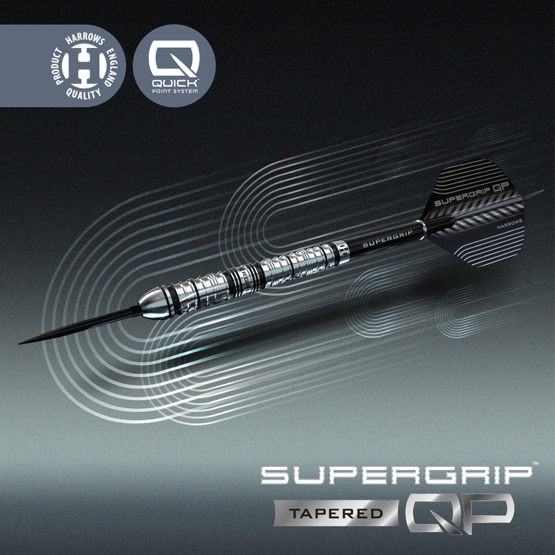HarrowsDarts's tweet image. Supergrip QP Tapered by Harrows

An icon evolves. The new Supergrip QP delivers ultimate control and consistency with deep, engineered ring cuts along the barrel for unparalleled grip and feel.

Complete with Quick Point technology and a sleek natural tungsten finish with matte…