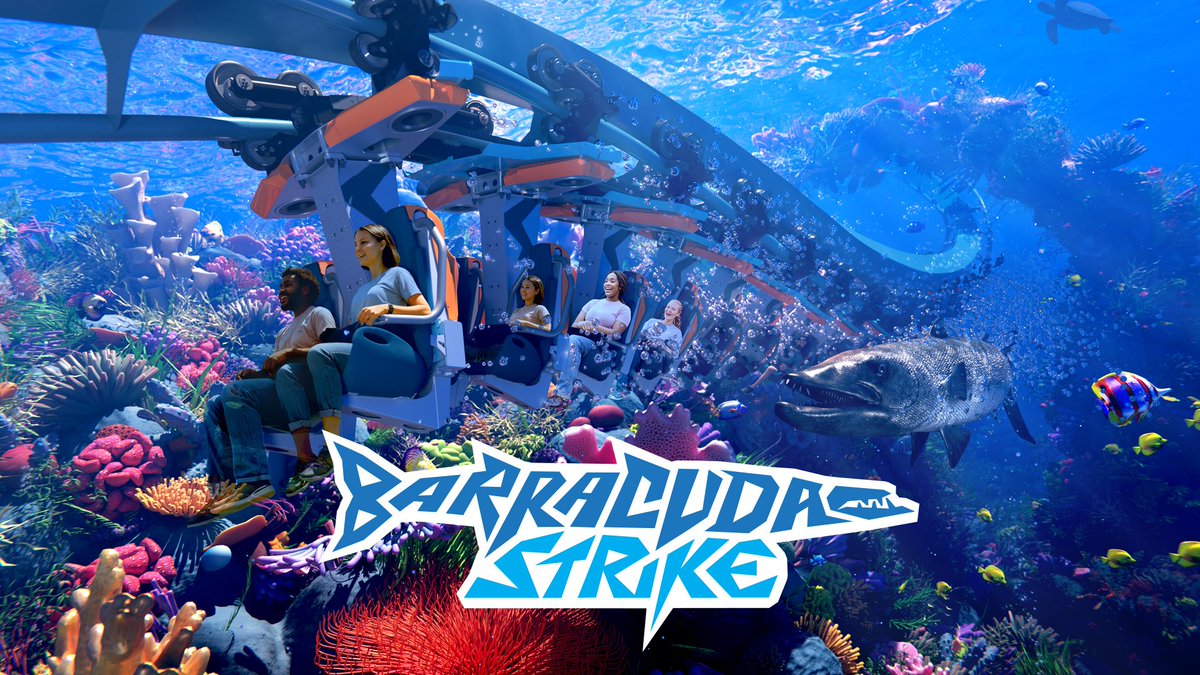 PARK NEWS: Barracuda Strike is coming to <a href="/SeaWorldTexas/">seaworldtexas</a>! 

Texas' ONLY inverted family coaster is about to make waves

-Suspended beneath 1800 feet of track

-90-foot lift hill

-Speeds up to 44 mph over the iconic water ski lake

-42" height requirement

#barracudastrike