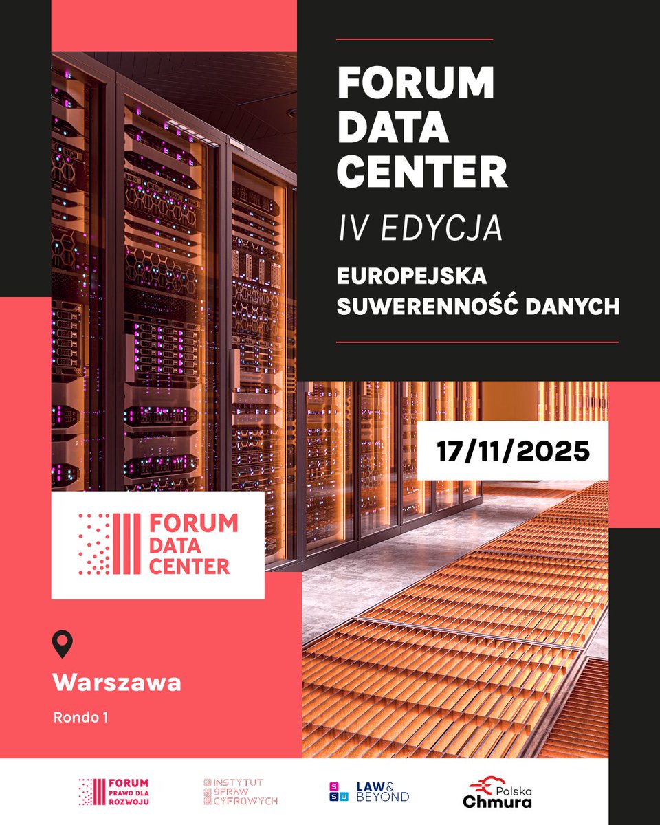 📣 Zapraszamy na IV edycję Forum Data Center!
📅 17 XI 2025 r.
📍 28. p. budynku Rondo 1, Warszawa

Po raz czwarty spotkamy się, by wspólnie porozmawiać o przyszłości infrastruktury cyfrowej w Polsce. Tegoroczna edycja odbędzie się pod hasłem:

🇪🇺 „Europejska suwerenność danych”