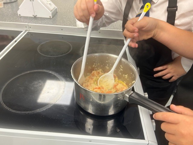 @chesterfieldhi Year 7 Food Technology students, expertly executing their first practical cooking dish; vegetable couscous.