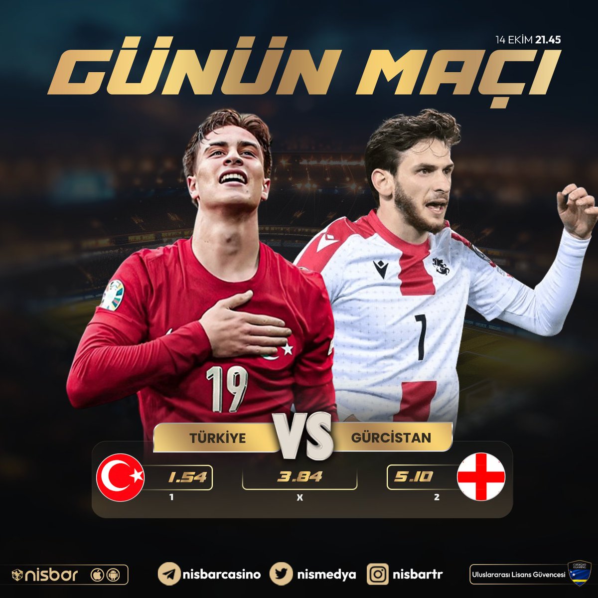 🔔 Günün En Çok Beklenen Maçı!

📅 Tarih: 21.45

⚽️#Türkiye  🆚 ⚽️#Gürcistan

nisurl.com/nisbargir

🎁GÜNLÜK 1000₺'YE KADAR %20 SPOR YATIRIM BONUSU!
🎁GÜNLÜK 500₺'YE KADAR %20 FREEBET!

#Nisbar #Nisbargiris