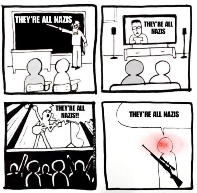 The left knows exactly what they're doing by dishonestly maligning games as "Nazis."

They know full well they are putting your safety, and possibly even your life, at risk.

And that's what they want.