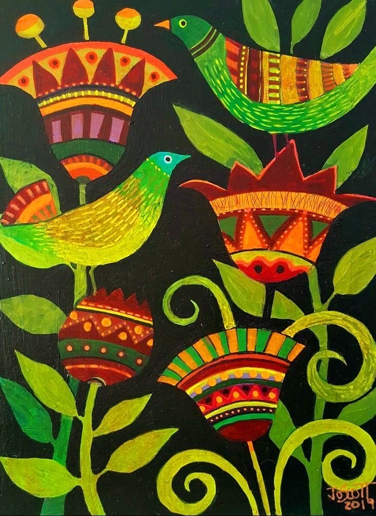 Jo Scott 
I couldn’t understand why there wasn’t much about this artist anywhere I looked, then I realised she’s a
South African artist ( Cape Town) 
Love the colours
