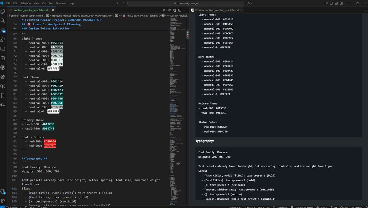 aberefejiro's tweet image. Taking a new approach to my projects! 🚀
I've started on the planning phase for the @frontendmentor Bookmark Manager Application yesterday.
The goal is to wrap up planning and get the database started since I'm building this as a full-stack app!