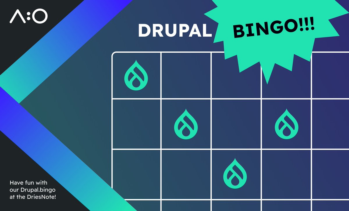 DrupalConEur's tweet image. Heading to the #Driesnote at #DrupalConVienna? 🎤
Make it even more fun with Drupal Bingo! 🎯
👉 drupal.bingo
(by acolono GmbH)
Will Dries mention “AI Agents”? “No-Code”? “Open Web”? Mark your squares & see who gets BINGO first! 😄
#Drupal #DrupalCommunity #Oida