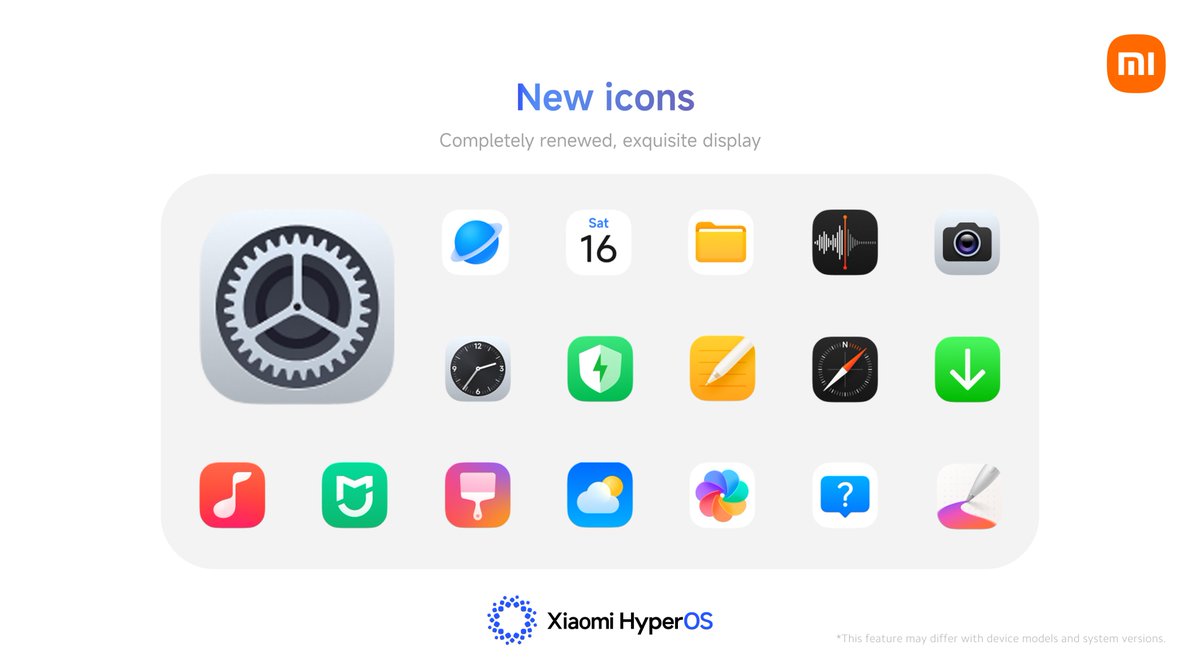 XiaomiHyperOS_'s tweet image. A fresh look for every tap.
High-saturation tones and a redesigned graphic ratio bring smoother lines and more refined texture to every icon. #XiaomiHyperOS3