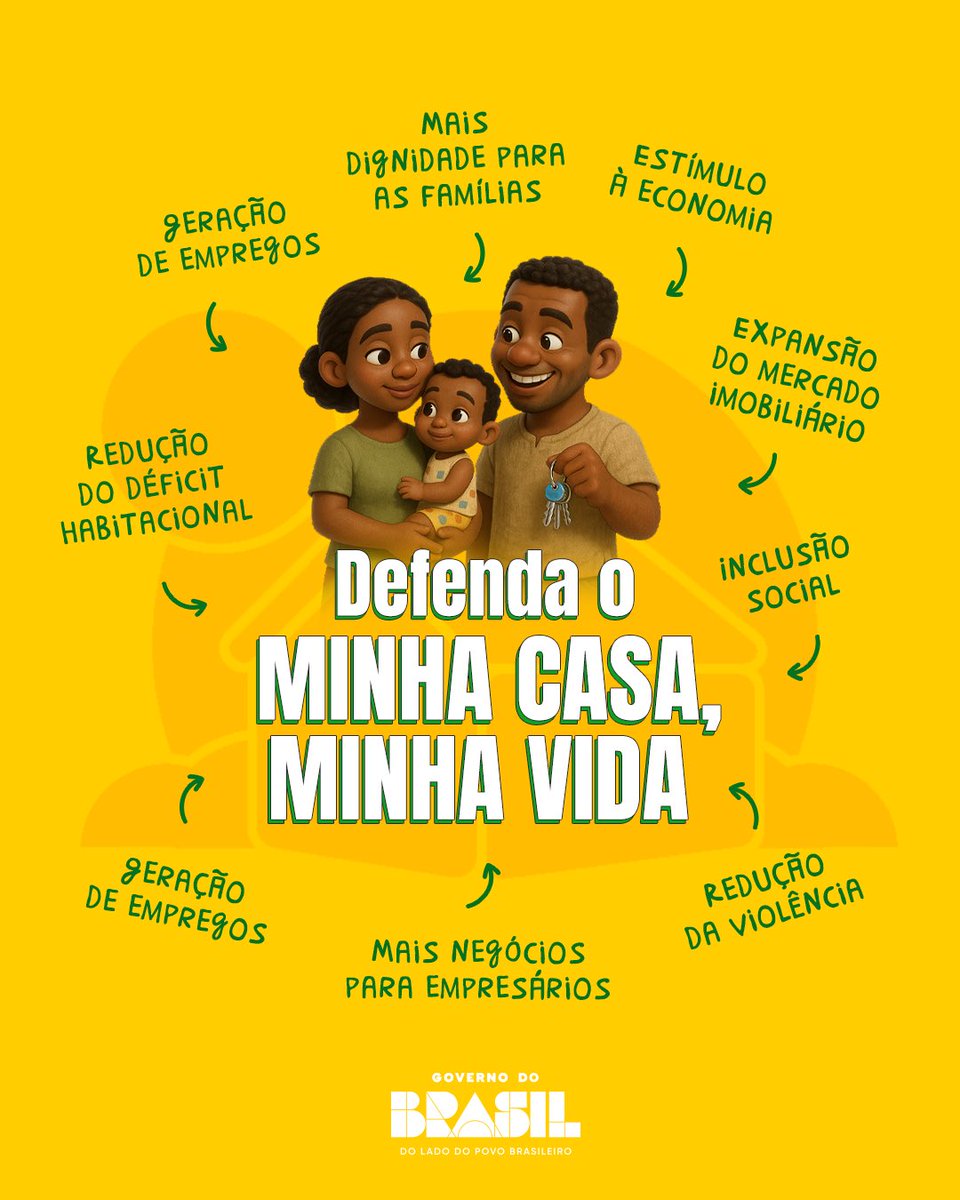 Ter a casa própria é um sonho que move vidas 🏡✨ O Minha Casa Minha Vida não traz só emoção para quem conquista um lar, mas também movimenta a economia: gera empregos na construção, aquece o setor e fortalece e desenvolve nossas cidades. 💪

🇧🇷 Vamos defender esse direito!