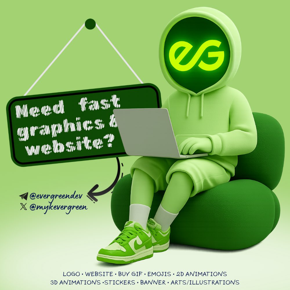 Mykevergreen's tweet image. Need fast graphics & websites?
We deliver quality at lightning speed ⚡
DM @Mykevergreen to get started today!
DM on telegram t.me/evergreendev