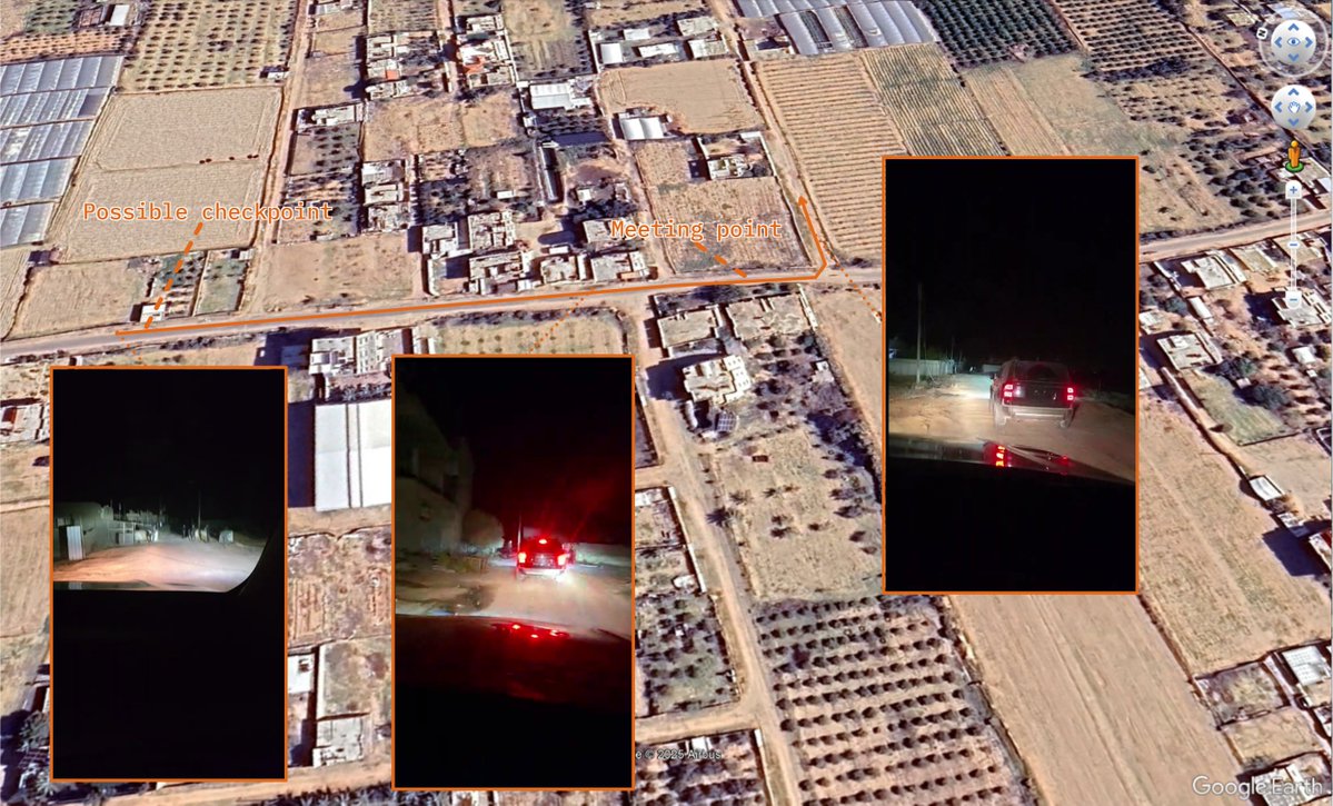 NemoAnno's tweet image. Geolocation| A livestream posted by Popular Forces militia leader Yasser Abu Shabab shows armed Palestinians driving through the Al-Shoka area of eastern Rafah, South #Gaza
Start: 31.268471, 34.288884
End: 31.266688, 34.290216
🗓️13 Oct.
x.com/Basem_gaza1988…