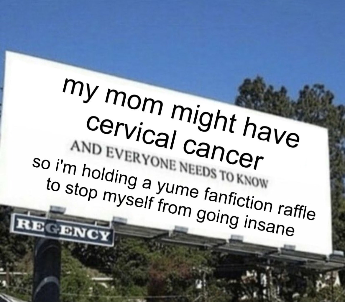 hierophaint's tweet image. YUME FANFICTION RAFFLE

WHAT YOU GET:
- 1K - 2.5K words of your yume ship in whatever scenario you want them to be in ("dead dove" OK!)
- An awesome friend (me)

HOW TO JOIN:
- INDONESIANS ONLY
- Like + retweet
- Reply with your yume ship
- Follow NOT mandatory, read Rentry BYF