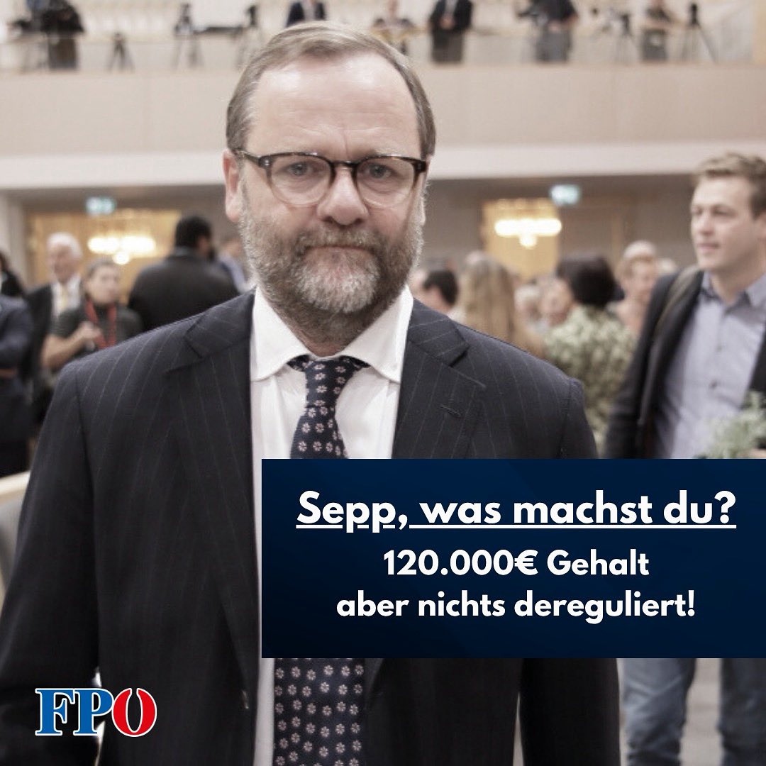 Tatenlosigkeit hat ein Gesicht. 7 Monate im Amt, 120.000€ Gehalt kassiert, aber keinerlei Deregulierung geschafft. Sepp, was machst du?