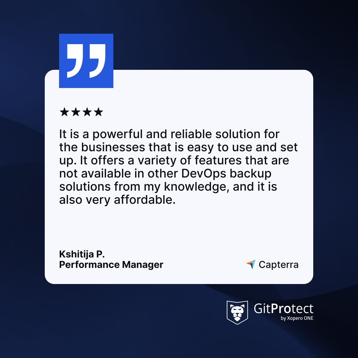 GitProtectio's tweet image. The best voice to speak about our backup solution? Our customers’ own words. 💡

🦁 Learn more about GitProtect or share your own experience: capterra.com/p/247717/GitPr… 

#GitProtect #DevOps #backup #DevSecOps