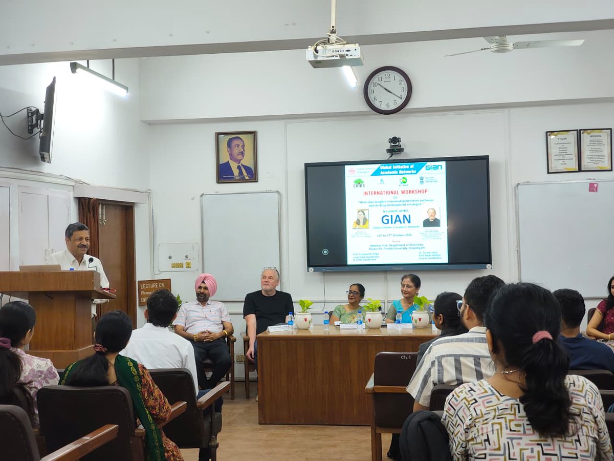 GIAN International Workshop 2025 | Panjab University x PI-RAHI
The GIAN International Workshop on “Molecular Insights of Neurodegeneration Pathways and its Drug Development Strategies” was inaugurated today, 13th October 2025, at the Department of Chemistry, Panjab University,