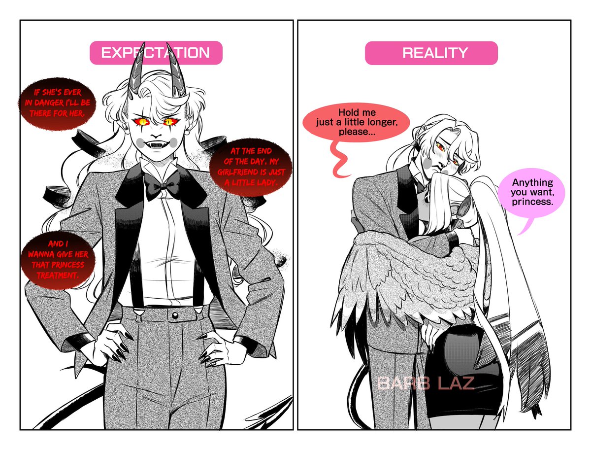 LazuliBarbara's tweet image. Vaggie is somewhere at the back nodding because she also believes it despite all clear evidences refuting it
#hazbinhotel #chaggie