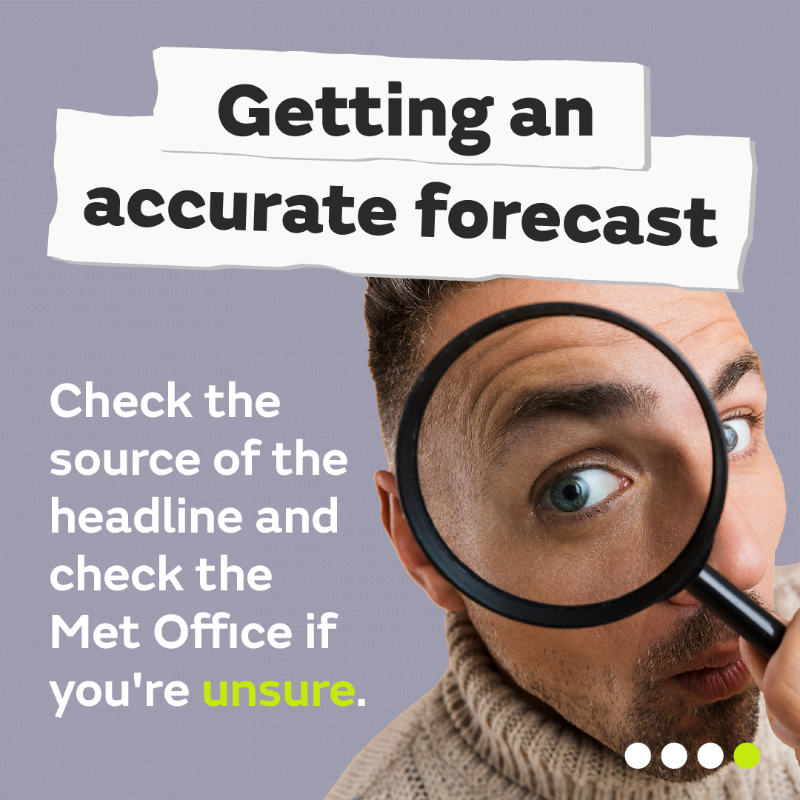 metoffice's tweet photo. ❄️ Seen some online headlines promising the 'exact date' of snow? 

They might not be telling you the full picture. 

Here's our guide on 'exact date' weather headlines, where they come from, and how you can reliably know if there's snow in the forecast.