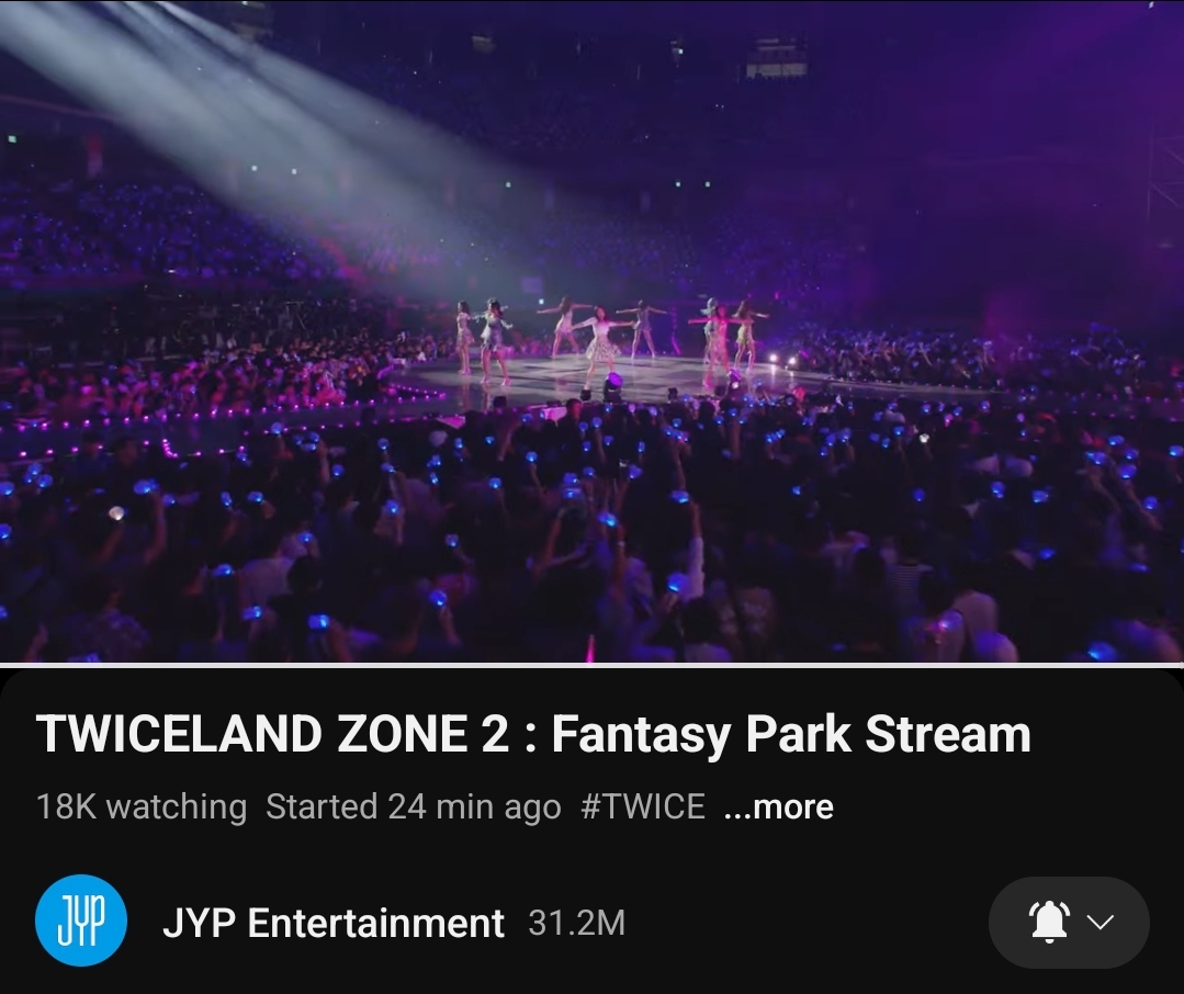 godmitzu's tweet photo. TWICE is now broadcasting TWICELAND ZONE 2 : Fantasy Park concert for FREE on JYPE's official channel. https://t.co/Q4bYICIdMO