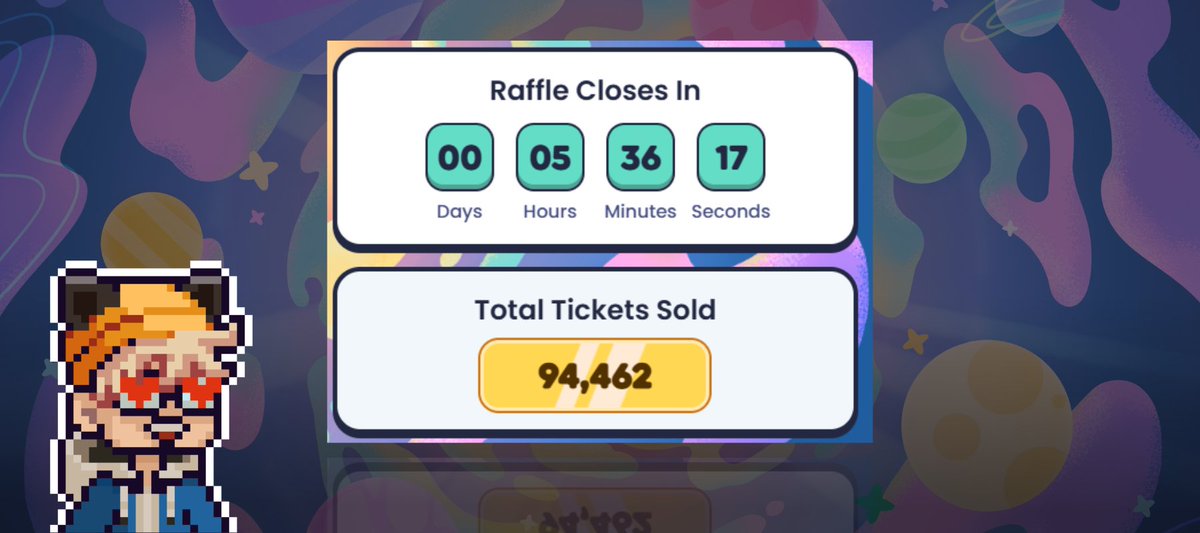 We’re down to the last 5 hours before the <a href="/Moku_HQ/">Moku✨</a> Grand Arena presale closes! ⏰
A total of 94,462 tickets have been sold so far…

Can we break the 100,000 ticket milestone before the clock runs out? 👀🔥 or maybe even more?
#Grandarena <a href="/Ronin_Network/">Ronin</a>