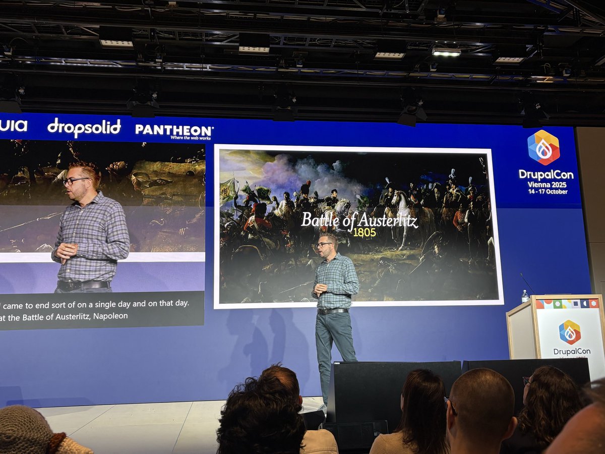 reinmarpl's tweet image. History lesson by @Dries at #DrupalConVienna 😄
