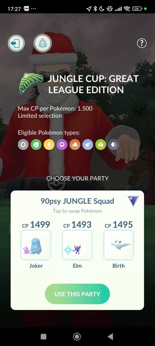 bino90psy's tweet image. From Rank 20 to Veteran with 3 positive sets 5-0, 4-1 and 5-0 finally.
#90psy #PokemonGO #GOBattleLeague #JungleCup #Season24 #Quagsire #Sableye #Togekiss
