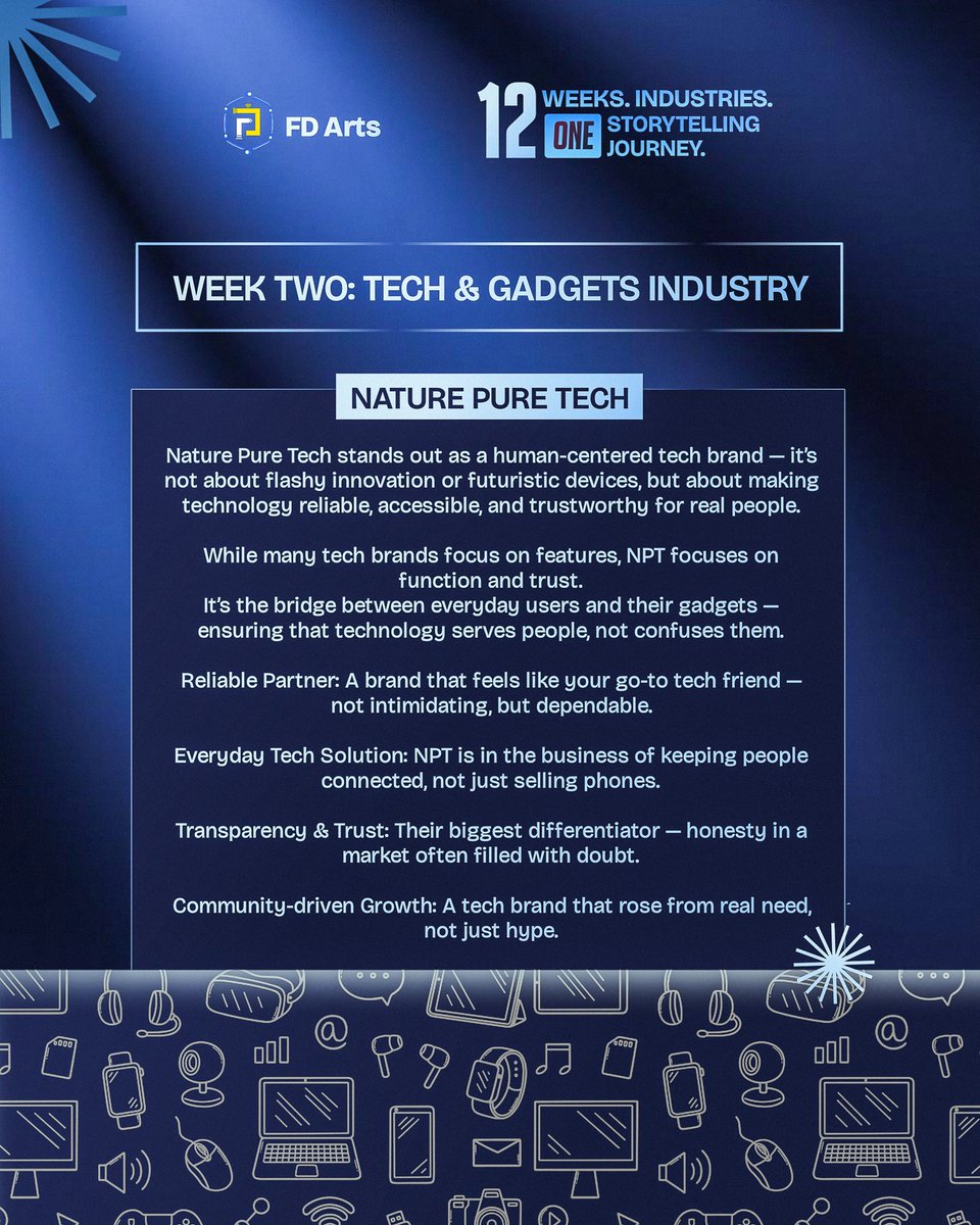 FDarts24's tweet photo. From Disconnected to Reconnected —
The Nature Pure Tech Story.
Welcome to Week 2: Technology & Gadgets with Nature Pure Tech 🔧📱
#NaturePureTech #ConnectedWithTrust #12WeeksChallenge https://t.co/TnJQw1NrRy