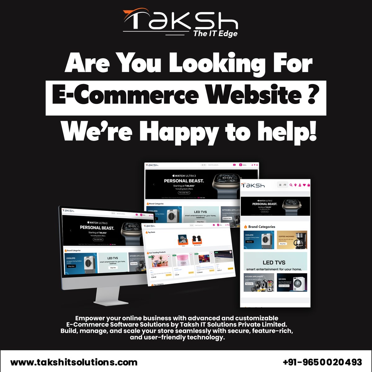 official_taksh's tweet image. Take your business online with a powerful, feature-rich E-Commerce website!
From design to deployment we help you build, manage, and scale with ease.
Let’s make your online store unstoppable!
🌐 takshitsolutions.com/ecommerce-deve…
📞 +91-9650020493
#EcommerceDevelopment #TakshITSolutions