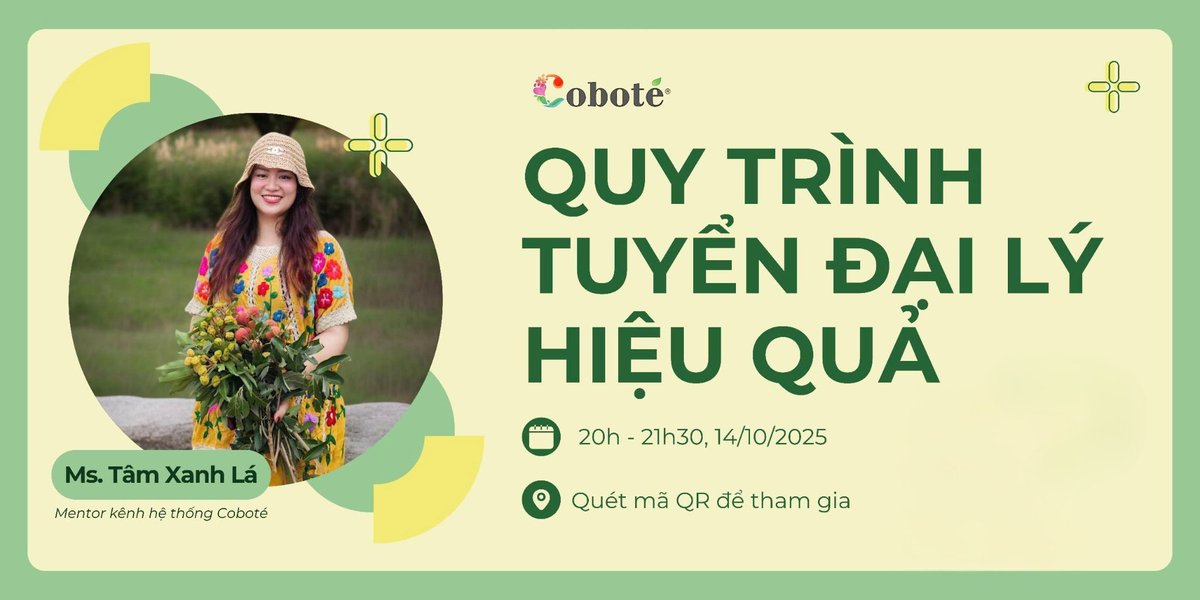 Nhà mình có quan tâm và muốn học hỏi thêm về chủ đề này thì nhắn Liên gửi lời mời tham gia nhé.
Chương trình sẽ diễn ra vào 20h tối nay.
Nhắn Liên qua số này cho nhanh nhé: 0946 617 626
#Cobote #Daotao #Tuyểnđạilý