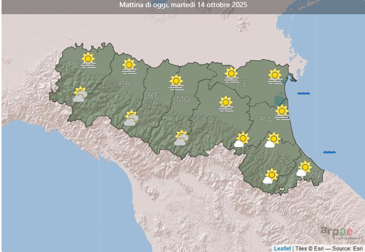 🌤️Le previsioni #meteo di oggi in #EmiliaRomagna: cielo al mattino irregolarmente nuvoloso con foschie dense sulle pianure più settentrionali, schiarite in pianura nel pomeriggio
🌡️19/21°C
Maggiori info arpae.it/it/temi-ambien…