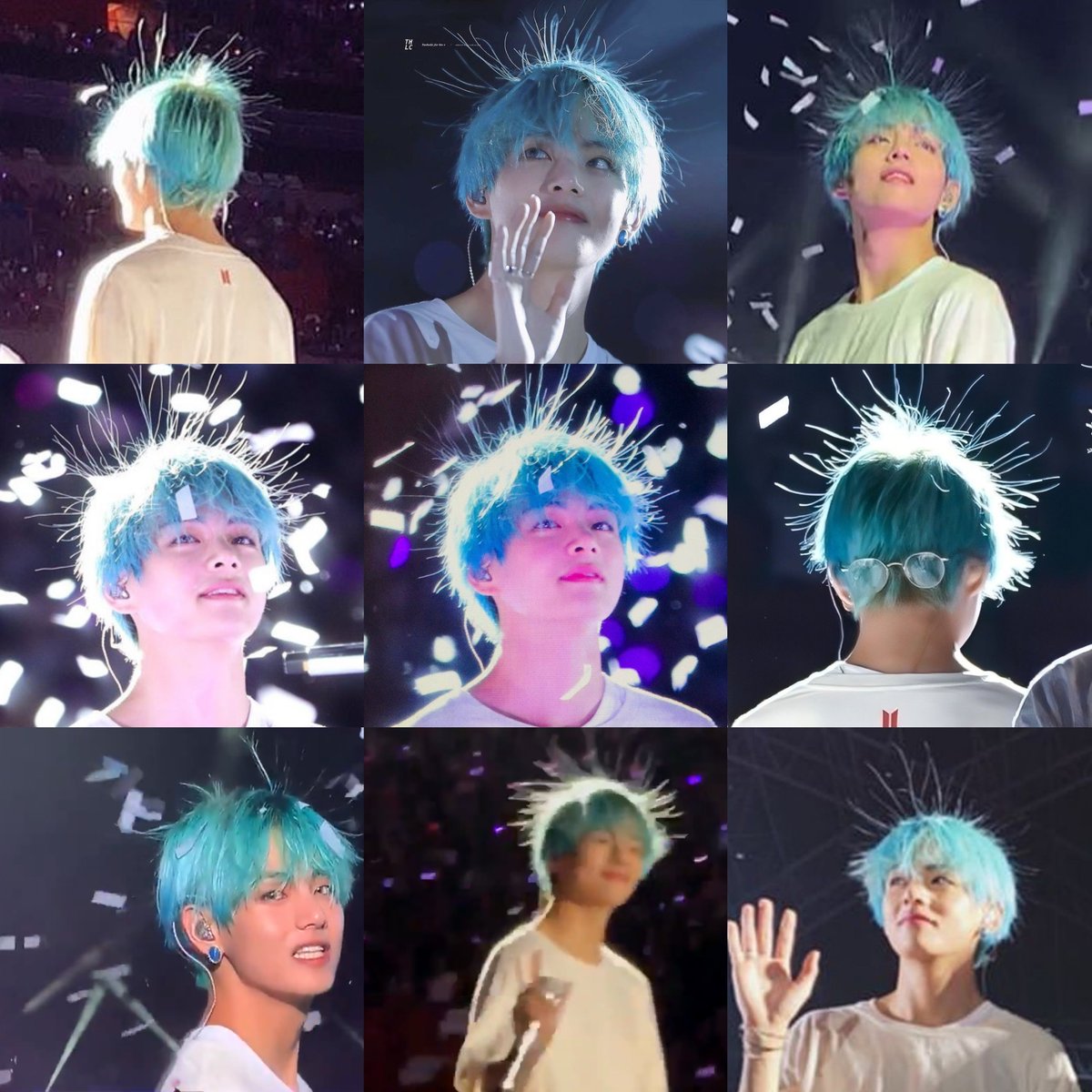 ตอนน้องแทผมฟ้าสิ่งที่น่าเอ็นดูที่สุดคือ ผมน้องโดนไฟฟ้าสถิตเยอะมาก จนอาร์มี่แซวว่าเหมือนดอก Dandelions ละประเด็นคือเหมือนจริงด้วยโคตรน่ารักกก 🩵
