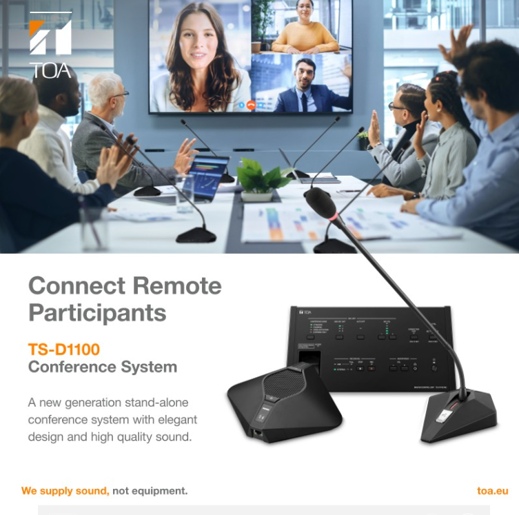 msdsolutionsksa's tweet image. New possibilities for (hybrid) meetings with the TS-D1100 Series ✨

Our TS-D1100 Digital Conference System just got even more versatile. Designed for smooth, reliable and flexible conferencing.

Contact us via email at info@msd-solutions.net

#TOAElectronics #MSDSOLUTIONS