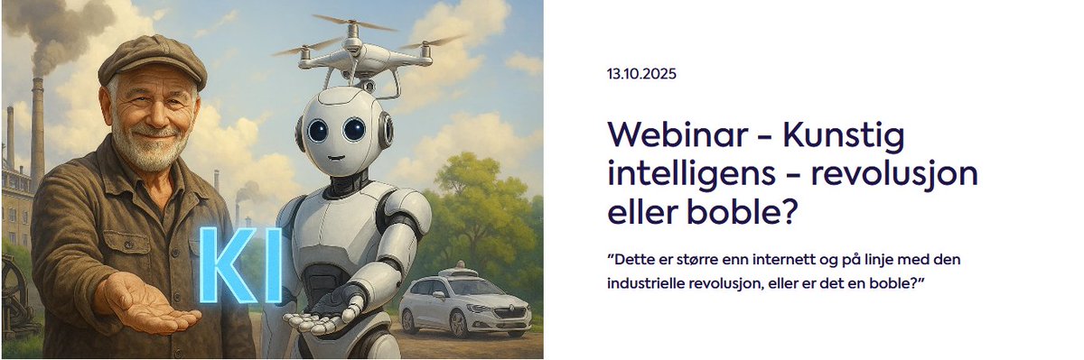 Minner om vårt webinar på kunstig intelligens i dag klokken 12:00🤖 Trykk på link under for invitasjon. 

holberg.no/aktuelt/webina…