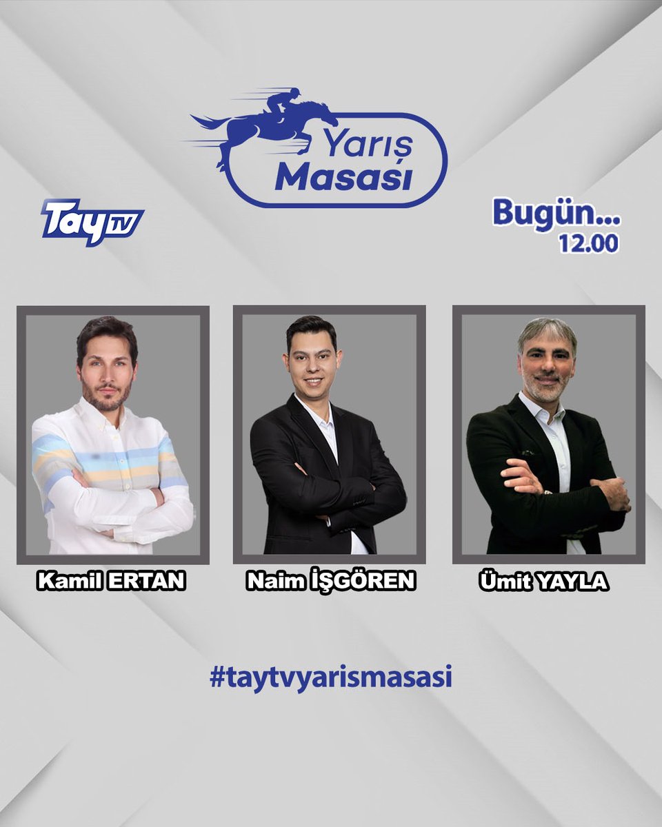 🏇 Pistin nabzı, yorumcuların masasında!

Bugün Yarış Masası’nda Kamil Ertan, Naim İşgören ve Ümit Yayla yer alıyor. 

#taytvyarismasasi #TayTV