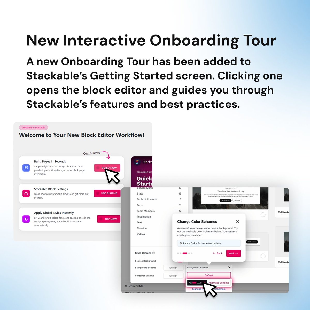 wpstackable's tweet image. Stackable 3.19 is out bringing these great new features -
🆕 Full Page Templates
🆕 Design System Style Guide
🆕 Interactive Onboarding Tours
Learn more 👉 tinyurl.com/mrcz8vej