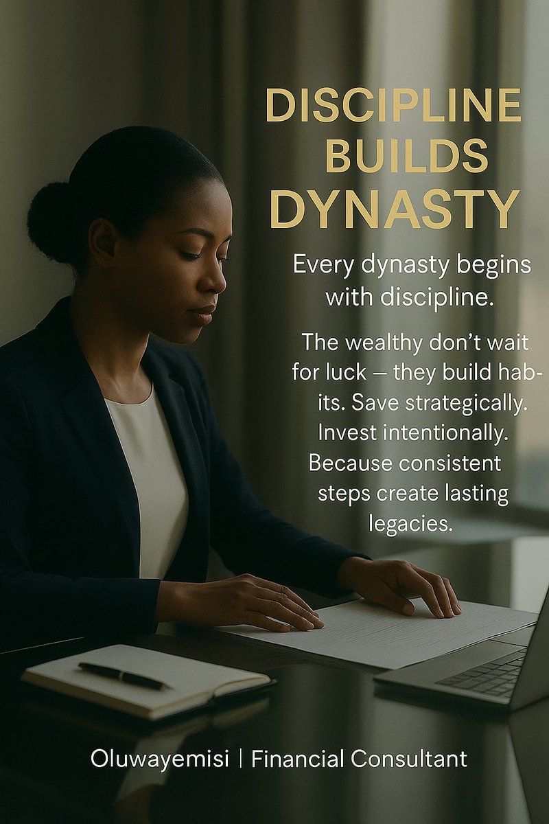 #DisciplineBuildsDynasty

Every dynasty begins with discipline.
The wealthy don’t wait for luck,they build habits.
They save with strategy.
They invest with intention.
They think in decades, not days.

Discipline may look boring today, but it builds empires tomorrow.