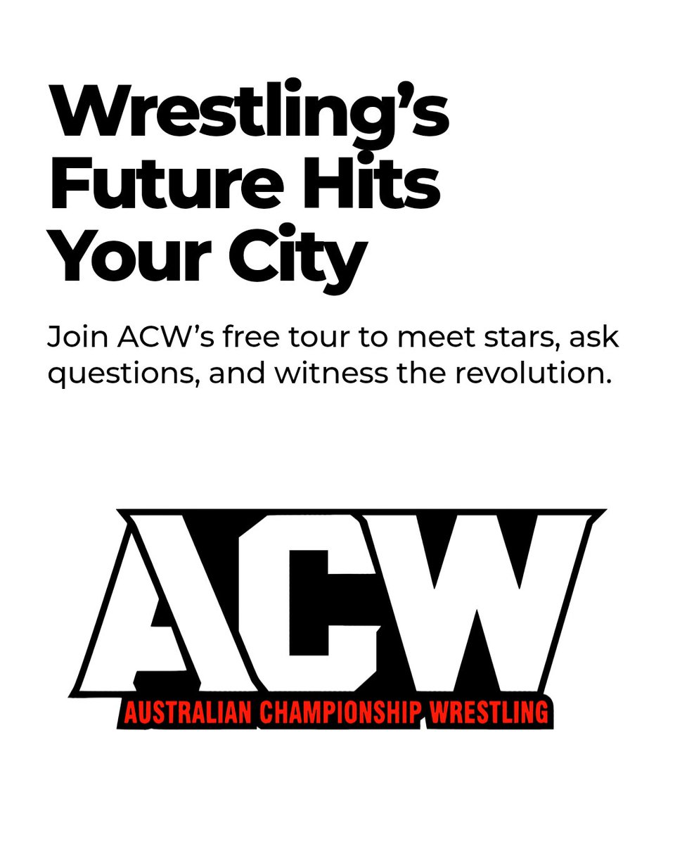 In 2026, Australian Championship Wrestling (ACW) will embark on its National Press Conference Tour, showcasing our vision for the future of wrestling in Australia and connecting directly with fans across the nation.

These events will be free to attend and serve as an exciting