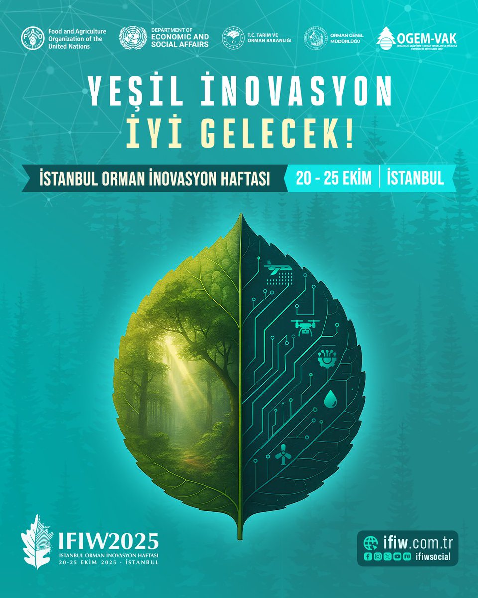 🌍 İstanbul, 193 ülkeden katılımcıyı ağırlayacak IFIW 2025 ile dünya ormancılığına kapılarını açıyor.

🌱 Ortak emanetimiz ve ortak mirasımız olan ormanlarımızın geleceği için inovasyon ve teknoloji ekseninde düzenlenecek etkinliklerle, dünya ormancıları bir araya geliyor.