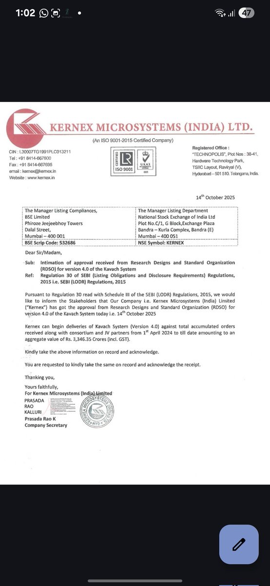 gurpree58707052's tweet image. Kernex Microsystems

4.0 RDSO approval came 🥳🥳.