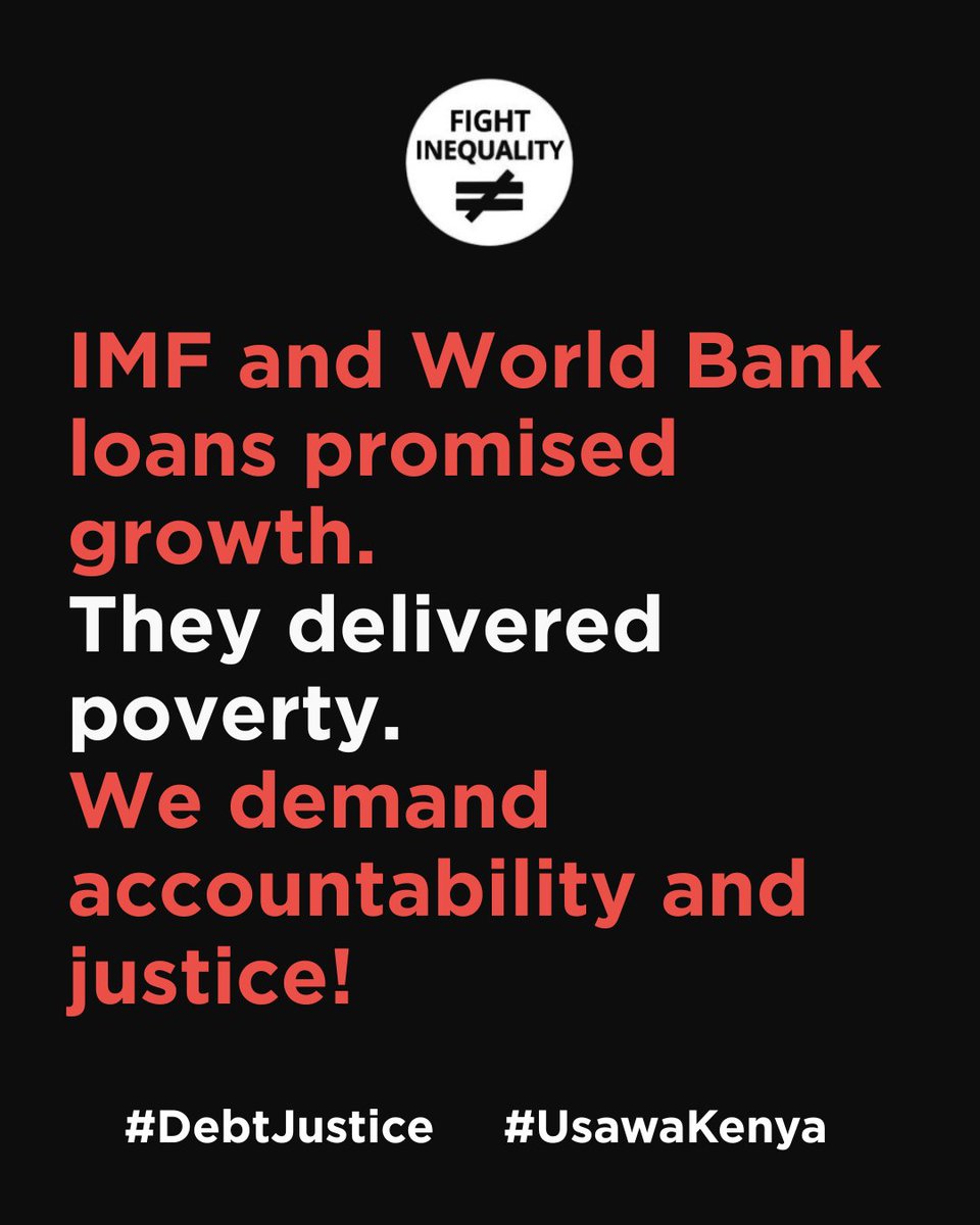 KenyaFIA's tweet photo. We were promised progress, but IMF &amp; World Bank loans brought poverty and stalled projects. Kenya needs transparency &amp; public audits now! #DebtJustice #UsawaKenya #FightInequality #DrawTheRedLine https://t.co/MtcF53TlOm