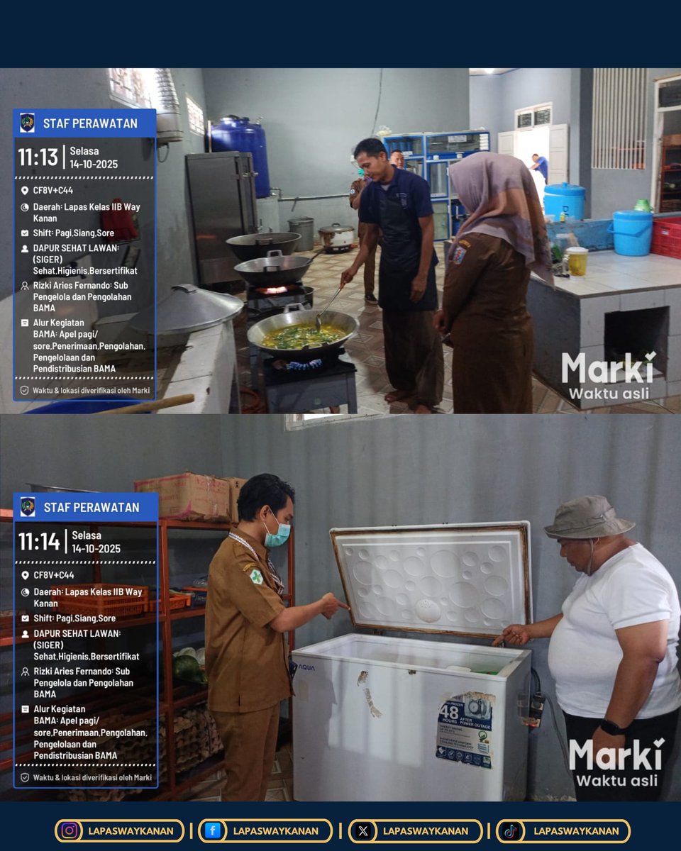 lapaswaykanan's tweet image. Maksimalkan Penerapan Hygiene &amp;amp; Sanitasi Dapur
lapas way kanan bersama dinas kesehatan kabupaten waykanan laksanakan pengecekan

#kememimipas #ditjenpas #ditjenpaslampung #lapaswaykanan