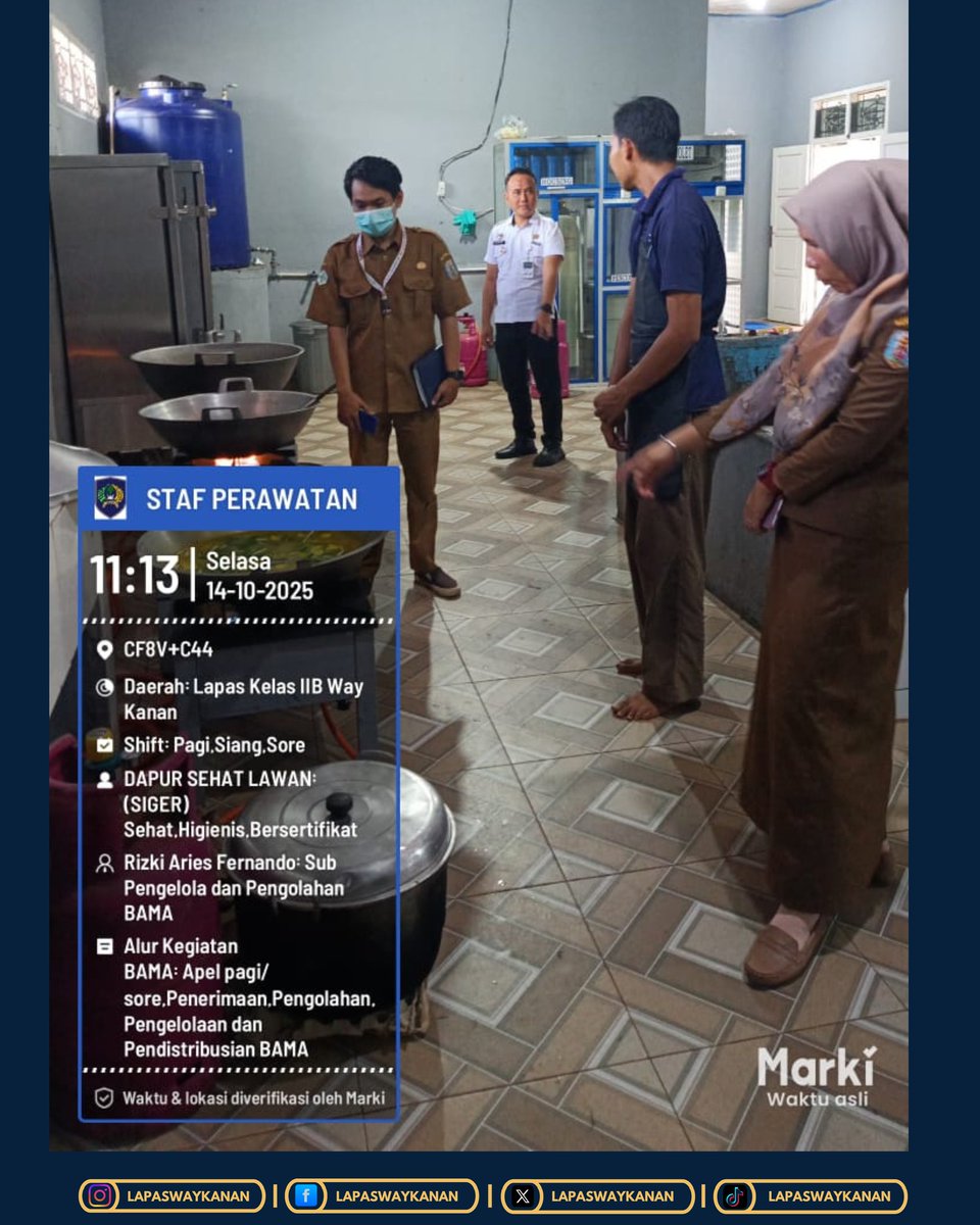 lapaswaykanan's tweet image. Maksimalkan Penerapan Hygiene &amp;amp; Sanitasi Dapur
lapas way kanan bersama dinas kesehatan kabupaten waykanan laksanakan pengecekan

#kememimipas #ditjenpas #ditjenpaslampung #lapaswaykanan