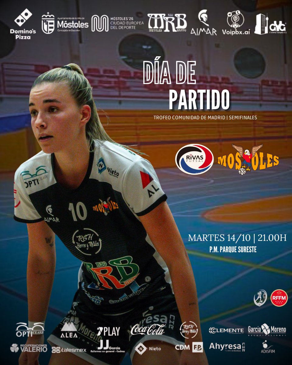 ᴛʀᴏғᴇᴏ ᴄᴏᴍᴜɴɪᴅᴀᴅ ᴅᴇ ᴍᴀᴅʀɪᴅ 

Hoy jugamos las semifinales del Trofeo Comunidad de Madrid frente a 𝐂𝐃 𝐑𝐢𝐯𝐚𝐬 𝐅𝐮𝐭𝐬𝐚𝐥.

🆚 <a href="/cdrivasfutsal/">C.D. Rivas Futsal</a> 
📅 Martes 14 de octubre 
⏰ 21.00h  
📍P.M. Parque Sureste  

#VamosMóstoles 🤍🦅🖤