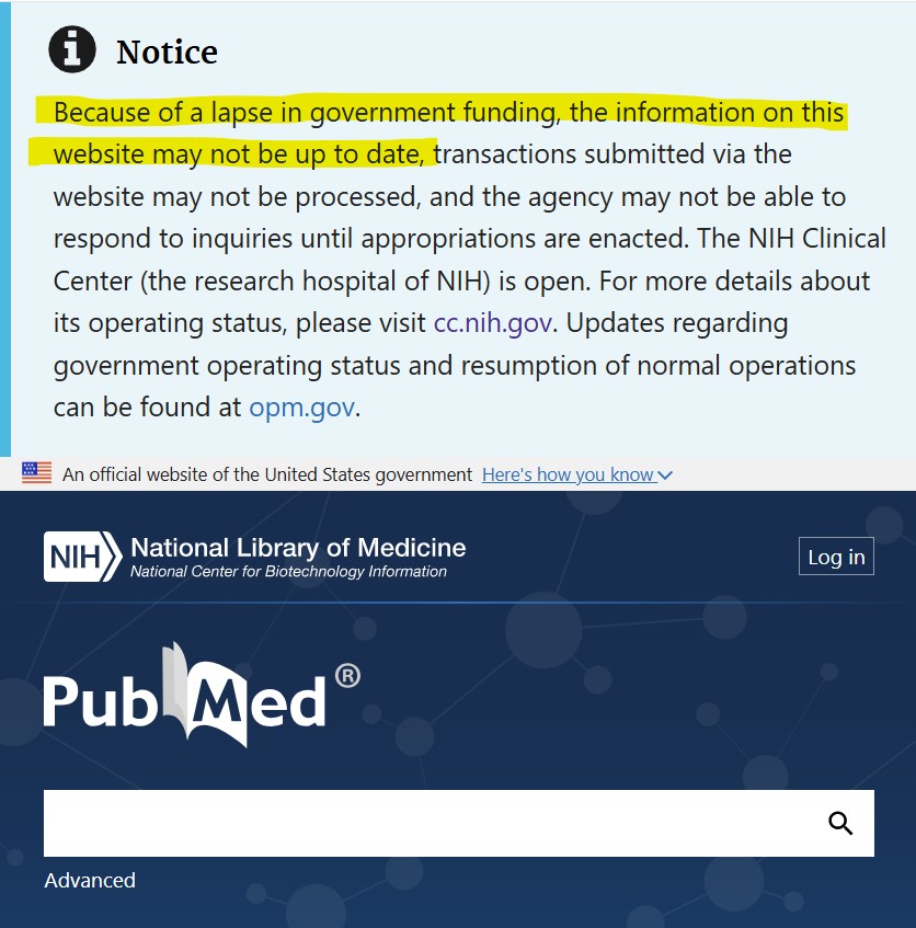 PubMed, one of the most comprehensive databases of biomedical research, has NOT been updated for the last two weeks.