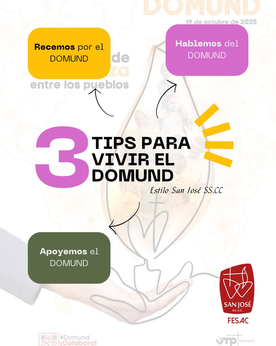 ✨ Misioneros de esperanza entre los pueblos ✨
Este #DOMUND nos recuerda que todos estamos llamados a llevar al mundo una buena noticia de alegría y reconciliación. 🌍
#DOMUND2025 #UnSíQueLoCambiaTodo