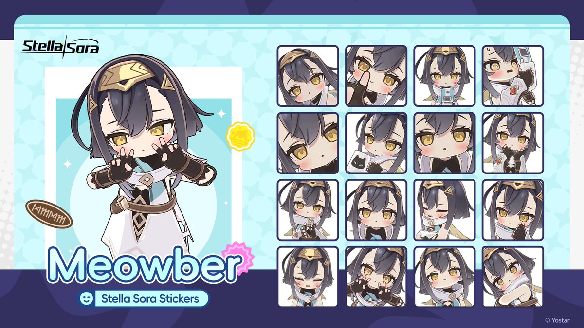 StellaSoraEN's tweet photo. 🥰Stella Sora Sticker Pack - Meowber😻

Meow~ Super adorable Meowber stickers are now available!

Which Meowber sticker does Tyrant like best? Drop your fave in the comments! 💬🌟

✨Download here: https://t.co/90itzxggDH

#StellaSora #Yostar #Meowber https://t.co/WWfyOhH8co